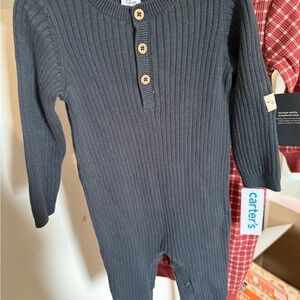 Little Planet by Carter's Dark Gray Long sleeve romper size 12m